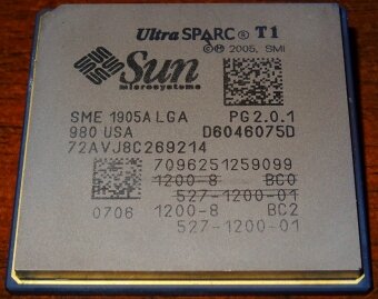 Sun microsystems UltraSPARC T1 8-Core 1200 MHz CPU2 (V9) SME 1905A LGA 980 PG 2.0.1 USA 2005
